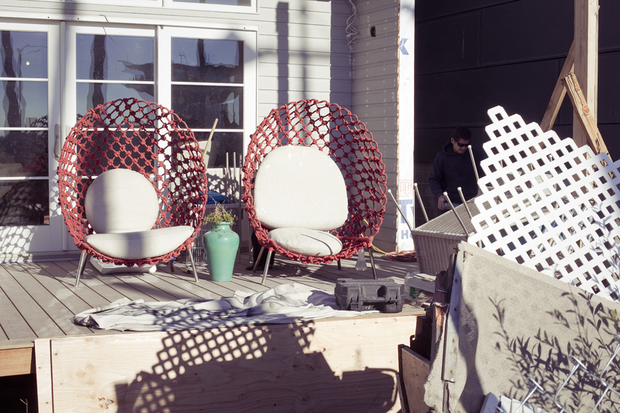Porch chairs near Venice Beach, under renovation.