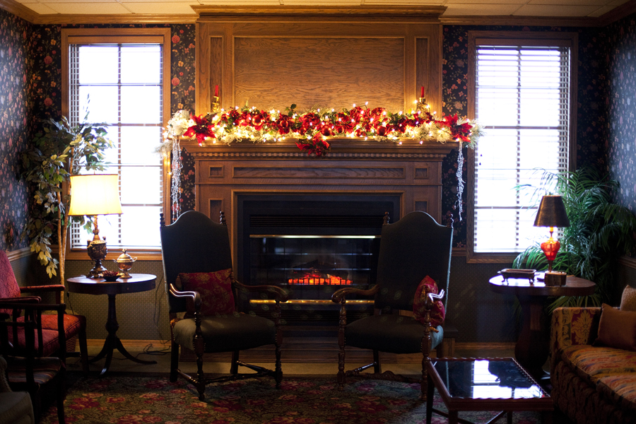 Decorated fireplace in Minnesota.