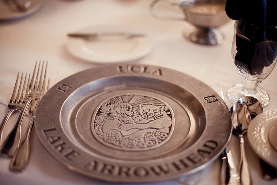 Bruin pewter plate at the dining hall in UCLA Conference Center in Lake Arrowhead.
