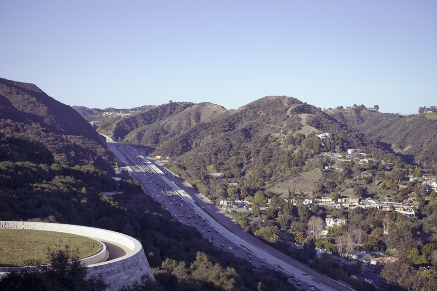 View of the highway from the Getty Center in Los Angeles, California.