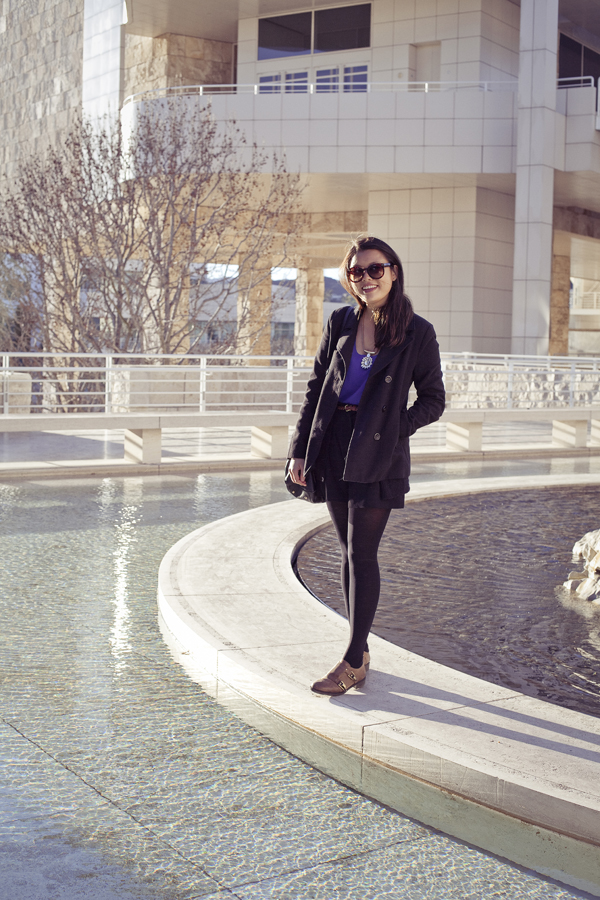Deb at the small pond of the Getty Center, Los Angeles.