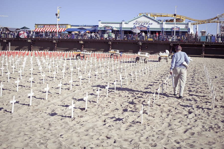 Veteran memorial grounds on Santa Monica beach, Los Angeles.