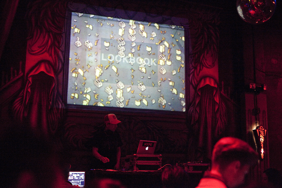 DJ at the Lookbook launch party at Boardners in Hollywood.