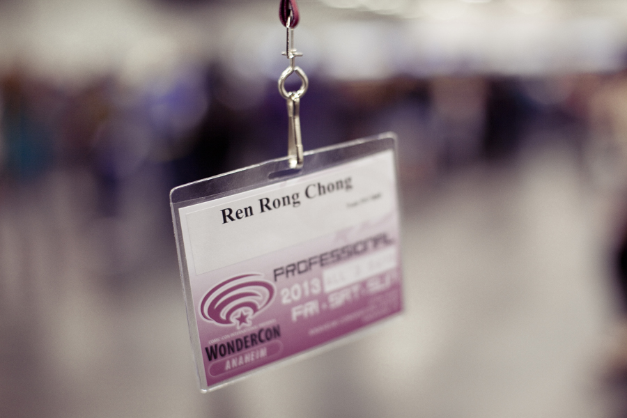 My professional badge for Wondercon 2013 at the registration.