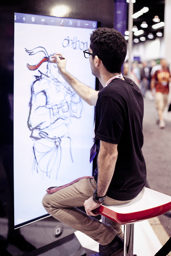 Drawing demonstration on a larger-than-life tablet at Wondercon 2013.