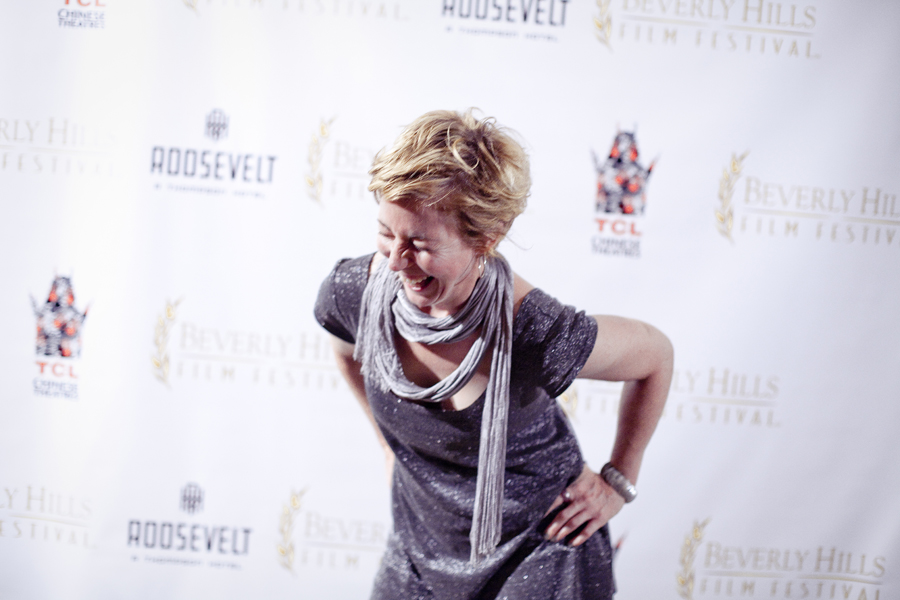Eil being goofy in front of the backdrop at the Beverly Hills Film Festival awards ceremony at the Four Seasons Hotel.
