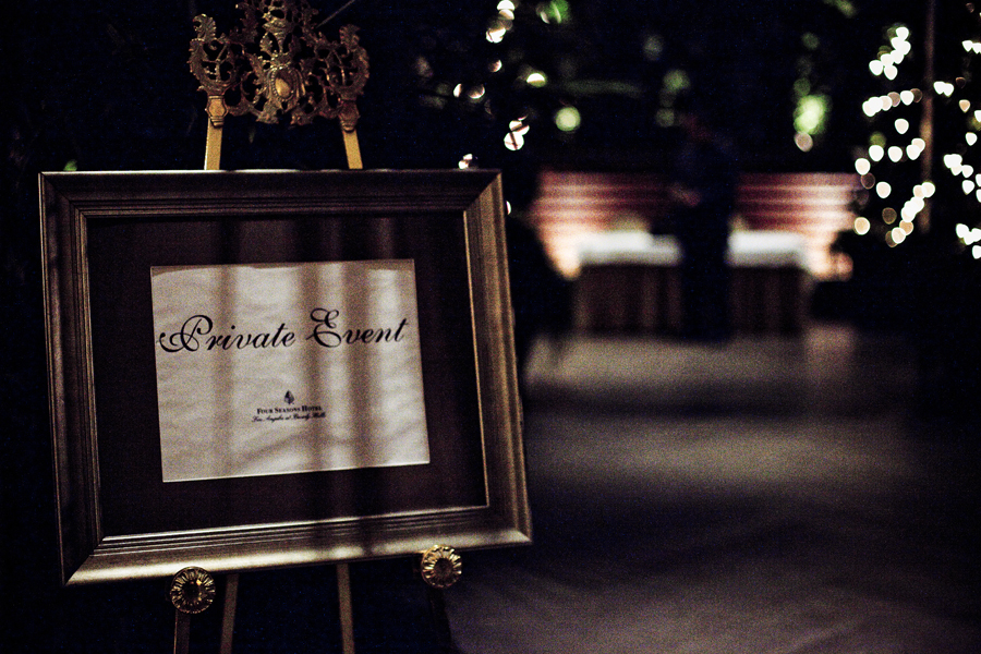 Sign for the Beverly Hills Film Festival awards ceremony held at the Four Seasons Hotel.