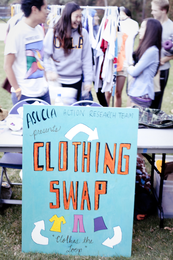 Clothing Swap booth at Ecochella in UCLA.