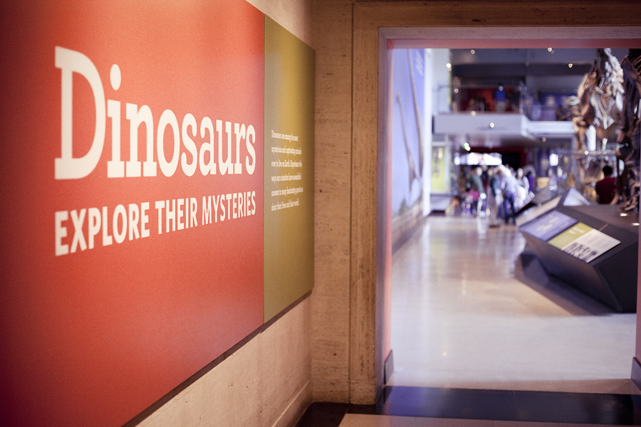 Entrance of the dinosaur exhibit at the Natural History Museum in Los Angeles.