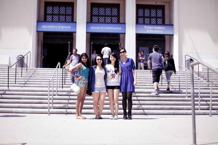 Nam, Ela, Lilli and Ren in front of the Natural History Museum in Los Angeles.