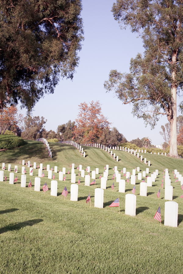 Markers at the Los Angeles National Cemetery.