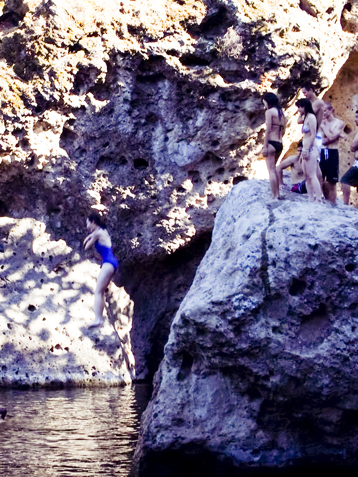 Ren jumping off the cliff at Malibu Creek.