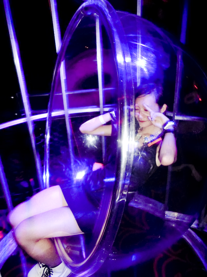 Ren at the swinging chair at Light nightclub, Las Vegas.