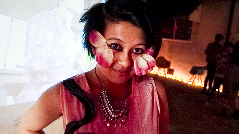 Camay's floral petal eyelashes at the Reflekt launch party.