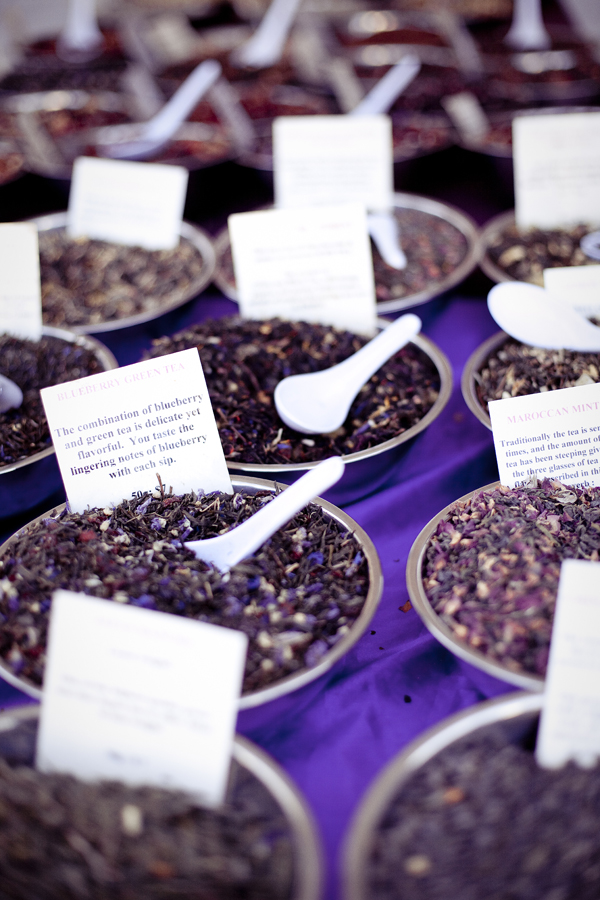 Booth with a display of various tea leaves at Make Music Pasadena.