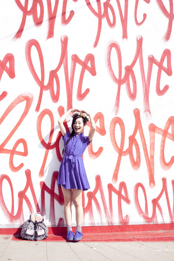 Ren in front of the 'Love' wall by Smashbox Studios in Culver City.