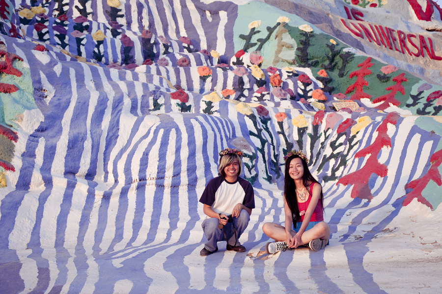 Shamis and Ren at Salvation Mountain.