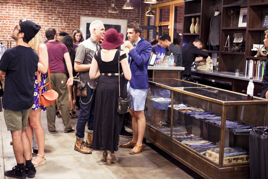 Stylish people mingling at the Lookbook x Rebecca Minkoff Denim Launch Party at the Confederacy Boutique in Hollywood, Los Angeles.