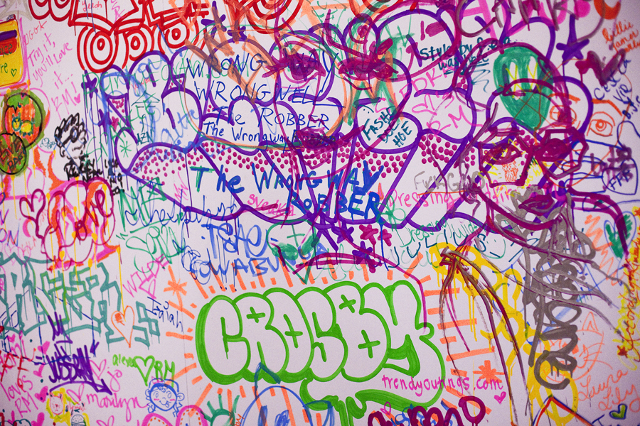 Graffiti Wall at the Lookbook x Rebecca Minkoff Denim Launch Party at the Confederacy Boutique in Hollywood, Los Angeles.