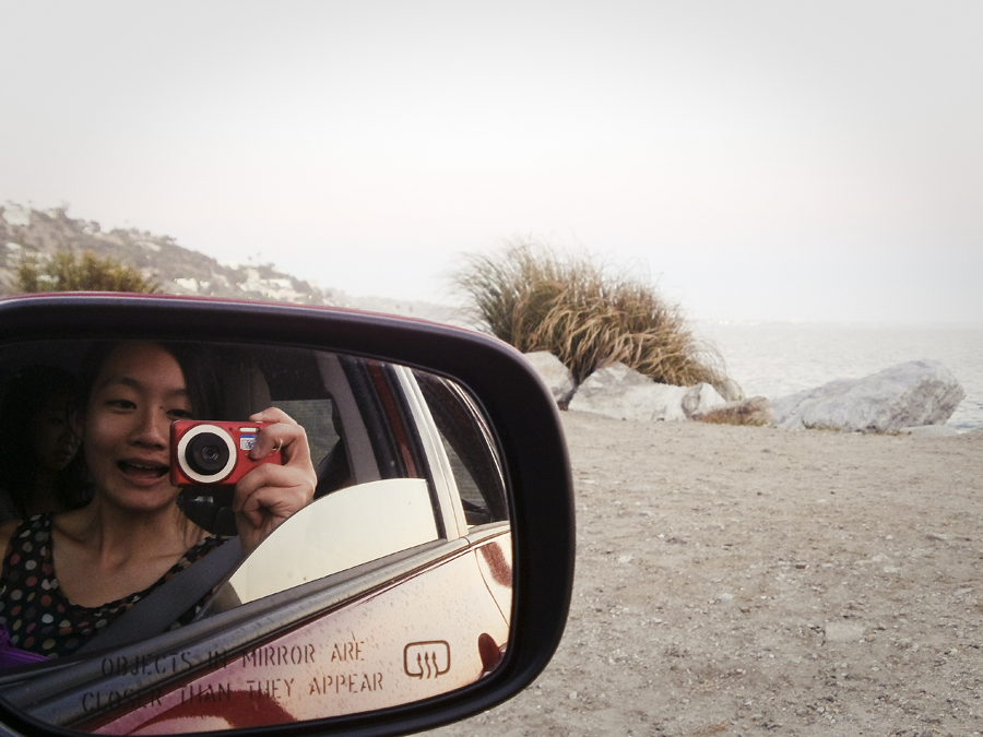A picture of myself via mirror while cruising down Malibu beach.