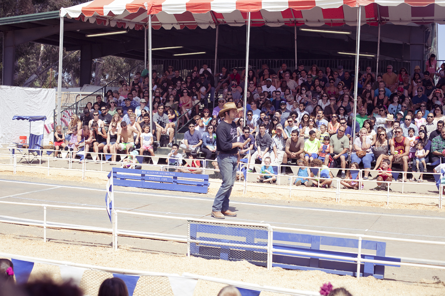 Pig racing arena at the Orange County Fair.