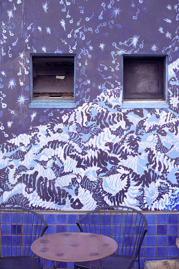 Mural of Hokusai-reminiscent waves on Haight in San Francisco.