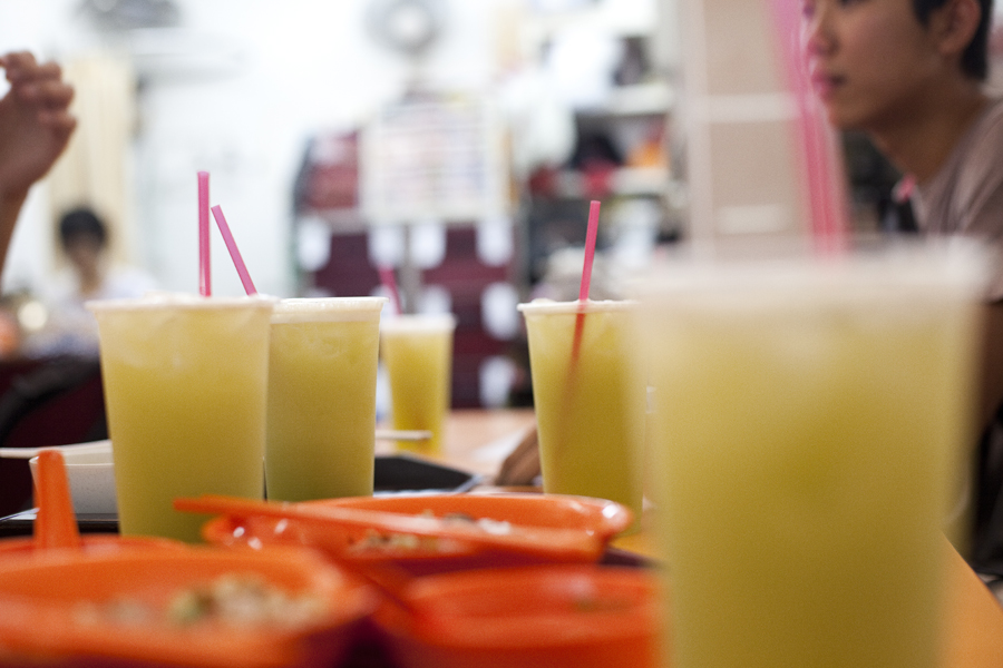 Sugar cane drinks at Clementi Hawker Center.