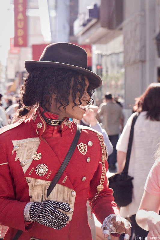 Michael Jackson lookalike at Hollywood Star Walk in Los Angeles.