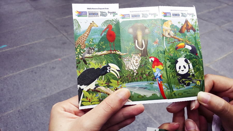 Matching tickets for the Singapore Zoo and River Safari.