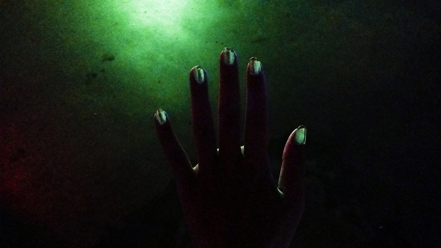 My glow-in-the-dark nails at the VanityTrove Get, Snap, Blingo project launch party.