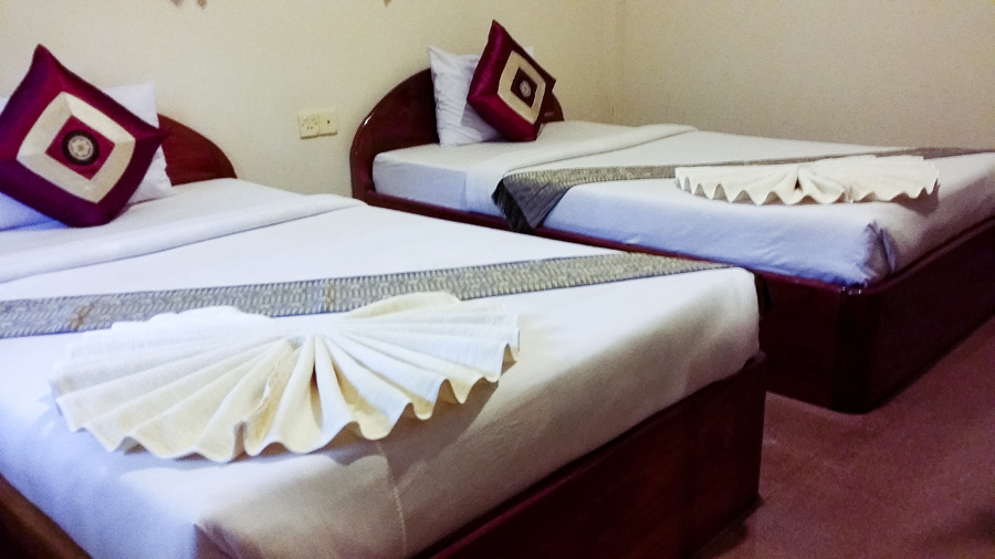 Standard twin room at the Lotus Lodge, Siem Reap, Cambodia.