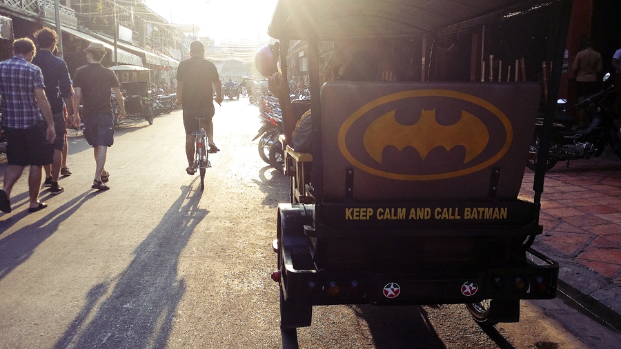 Batman tuk-tuk in Pub Street, Siem Reap, Cambodia.