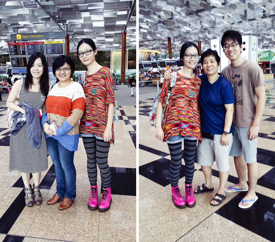 Pictures with friends and family at Changi Airport.
