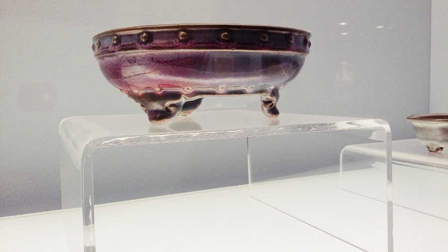Rose-red glazed drum-shaped washer Jun Ware from the Northern Song Dynasty (960-1127 AD) at the Shanghai Museum.