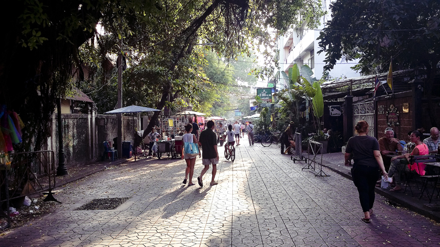 Tourist alley in Bangkok, Thailand.