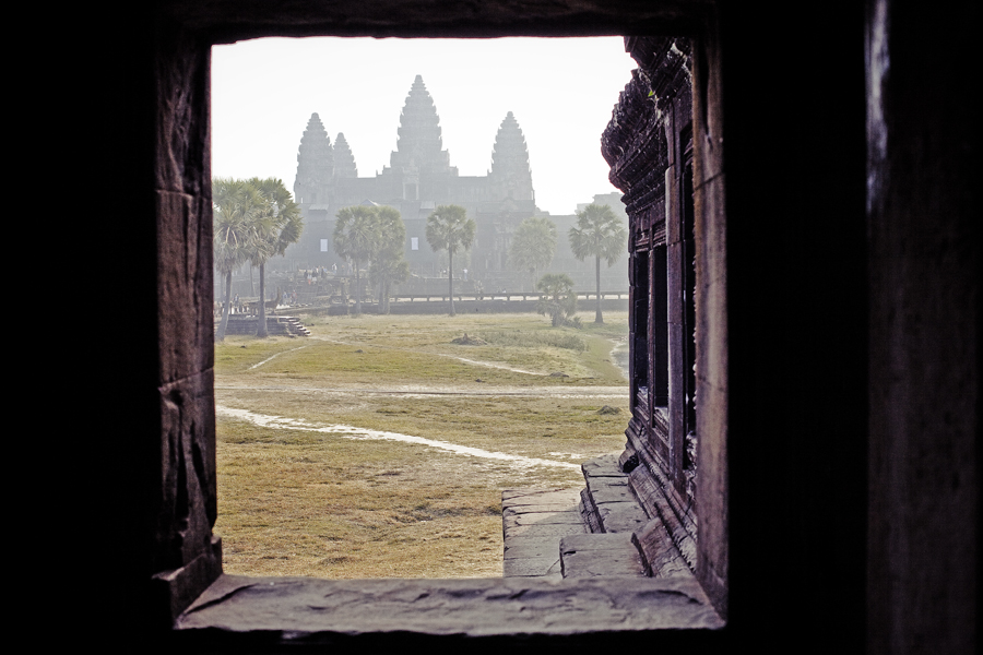 Angkor Wat silhouette, Cambodia.