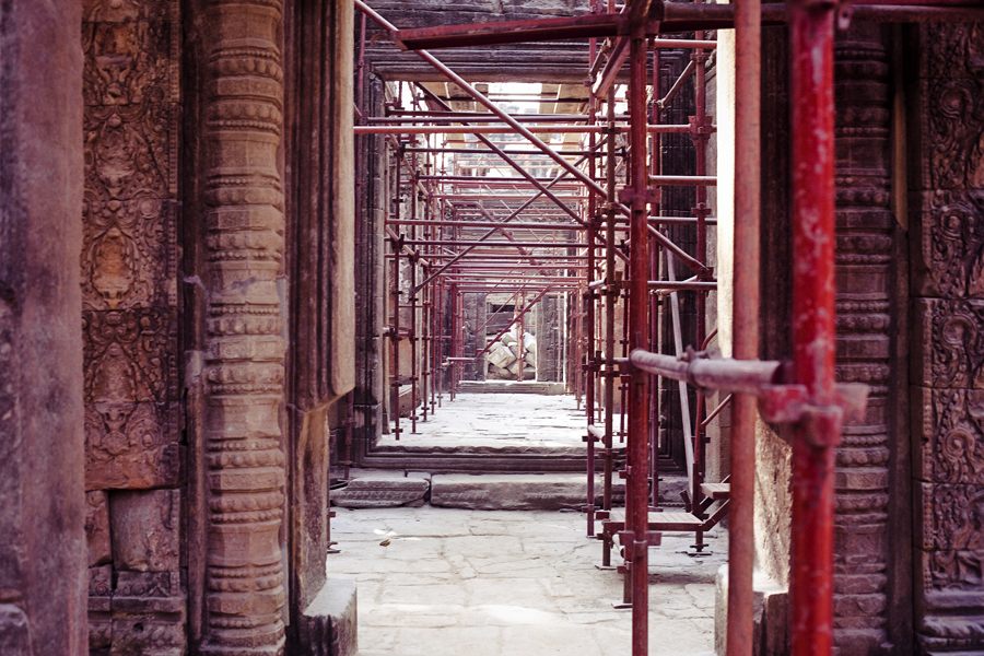 Restoration project at Ta Prohm, Cambodia.
