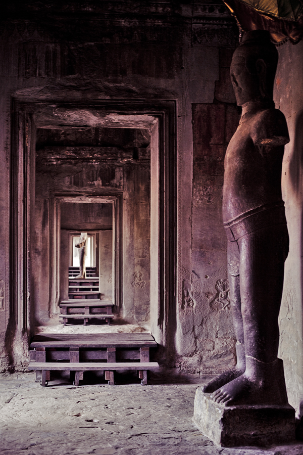 Statues inside Angkor Wat, Cambodia.