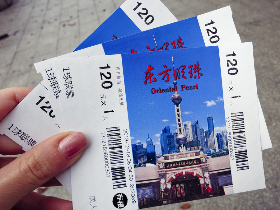 Tickets to the Oriental Pearl, Shanghai. Photo by Ade.