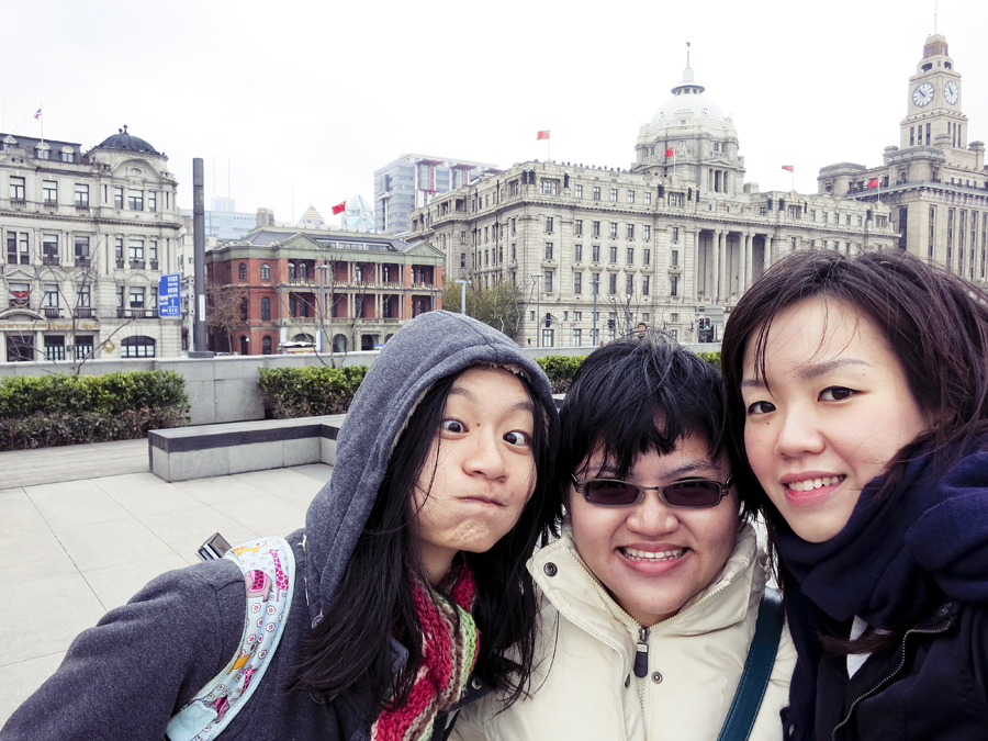 Ren, Puey, and Ade at the Bund, Shanghai. Photo by Ade.