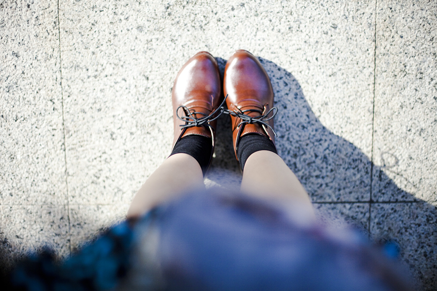 From where I stand: brown oxford heels.