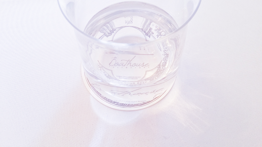 Glass of water at the Boathouse Restaurant.