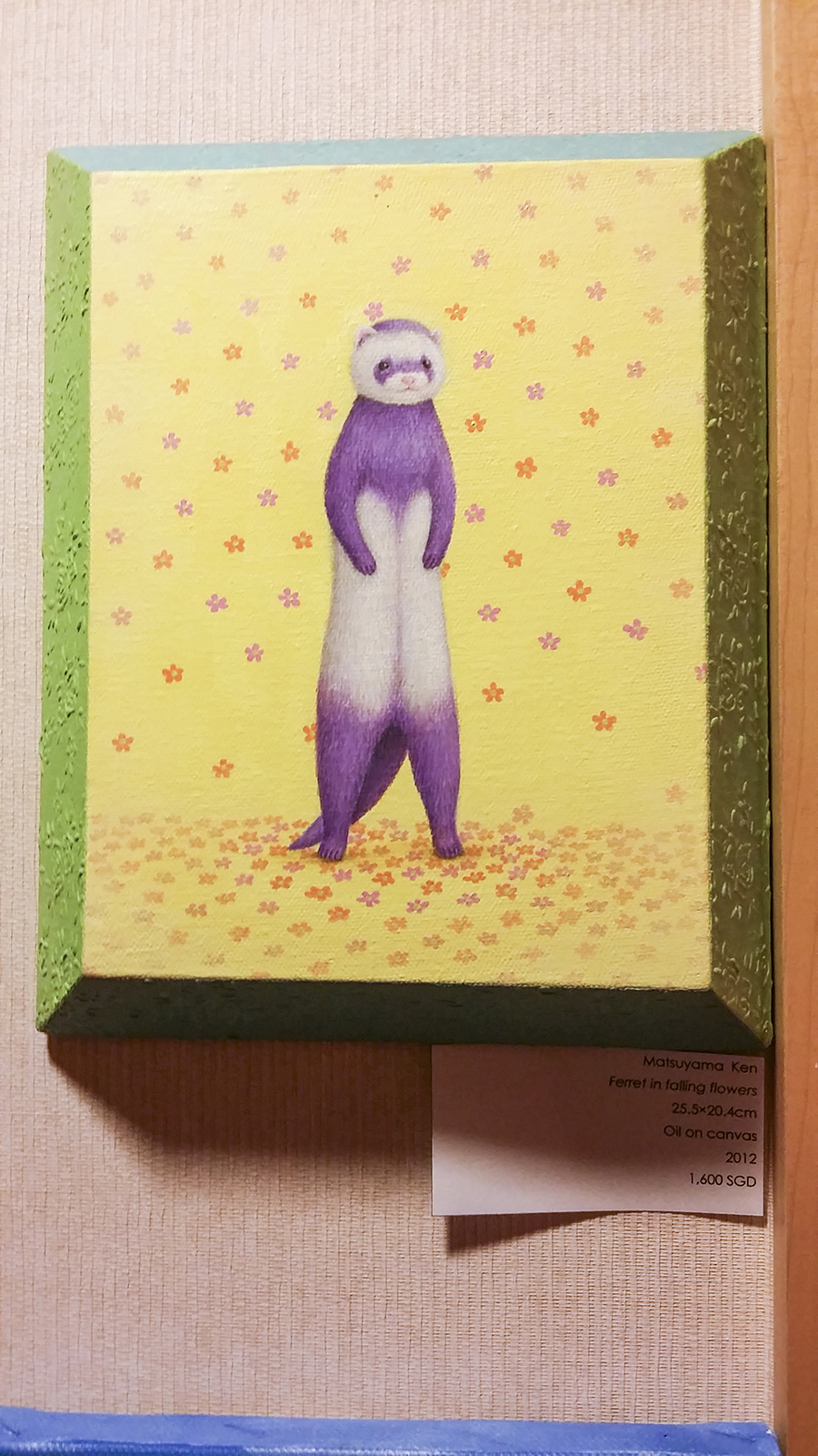 Ferret in Falling Flowers by Matsuyama Ken, oil on canvas at the Bank Art Fair 2014 in Singapore.