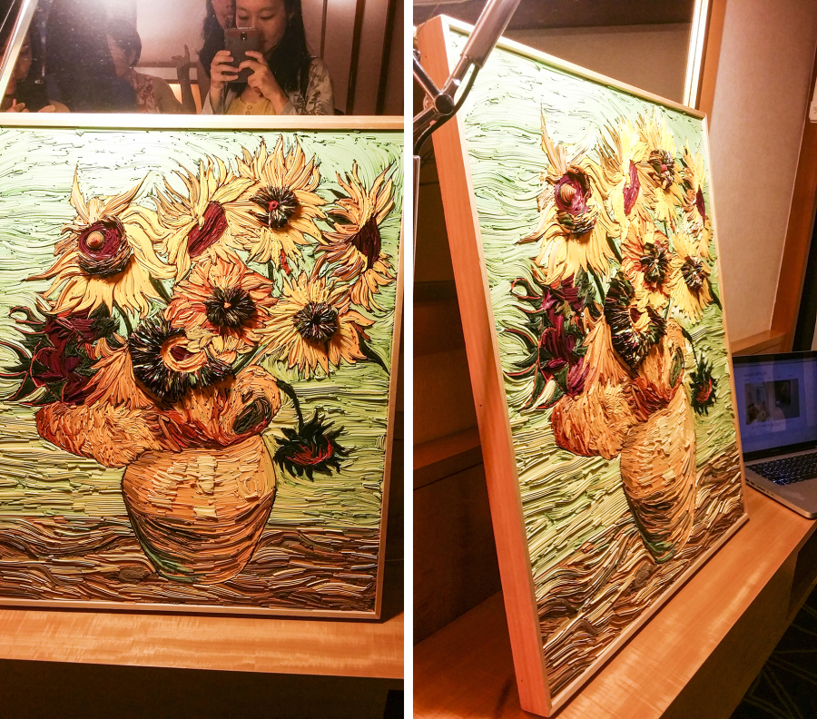 Layer Sunflower by Lee Seung Oh, paper painting at the Bank Art Fair 2014 in Singapore.