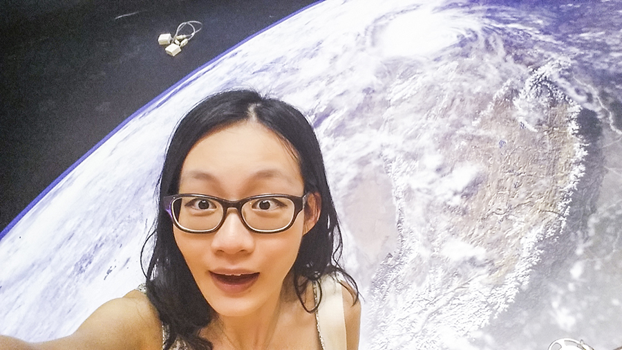 Selfie with planet earth from outer space.