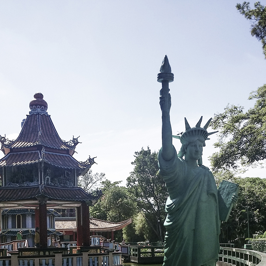 Statue of Liberty replica at Haw Par Villa, Singapore.