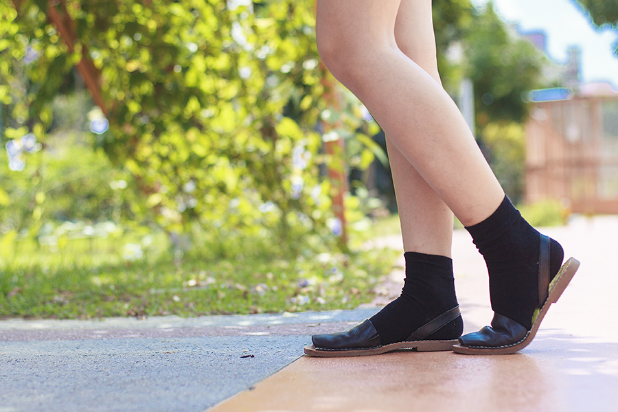 Taobao black socks, Sam Edelman slingback sandals c/o Shopbop.