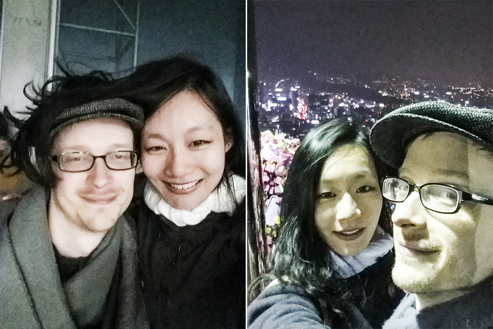 Silly selfies with Ottie at Namsan Tower, Seoul, South Korea.