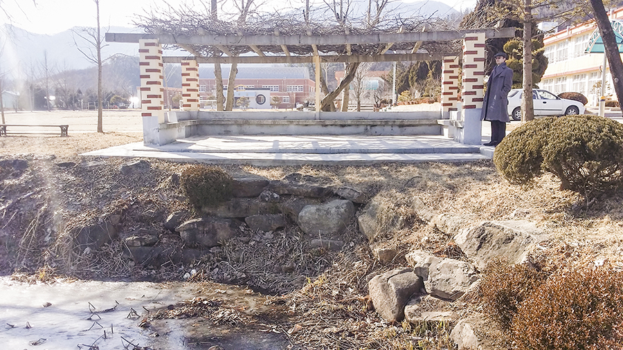 Pavilion by a pond in the school in the mountain, Sangju, South Korea.