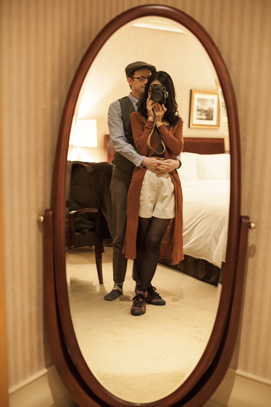 Mirror shot of Ren & Ottie at Lotte Hotel, Myeongdong, Korea